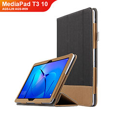 Coque Clapet Portefeuille Livre Cuir L06 pour Huawei MediaPad T3 10 AGS-L09 AGS-W09 Noir