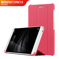 Coque Clapet Portefeuille Livre Cuir R01 pour Huawei MediaPad T2 Pro 7.0 PLE-703L Rose Rouge