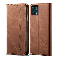 Coque Clapet Portefeuille Livre Tissu B01S pour Realme 9 4G Marron