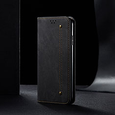 Coque Clapet Portefeuille Livre Tissu B01S pour Samsung Galaxy A04s Noir