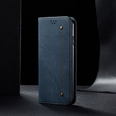 Coque Clapet Portefeuille Livre Tissu B01S pour Samsung Galaxy A22s 5G Bleu