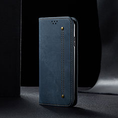 Coque Clapet Portefeuille Livre Tissu B01S pour Samsung Galaxy A91 Bleu