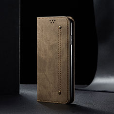 Coque Clapet Portefeuille Livre Tissu B01S pour Samsung Galaxy Note 10 Lite Kaki