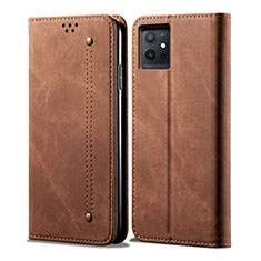 Coque Clapet Portefeuille Livre Tissu B01S pour Vivo Y52t 5G Marron