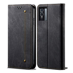 Coque Clapet Portefeuille Livre Tissu B01S pour Vivo Y74s 5G Noir