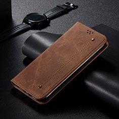 Coque Clapet Portefeuille Livre Tissu B01S pour Xiaomi Mi 11T Pro 5G Marron