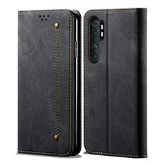 Coque Clapet Portefeuille Livre Tissu B01S pour Xiaomi Mi Note 10 Lite Noir