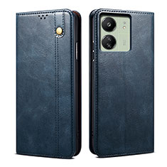 Coque Clapet Portefeuille Livre Tissu B01S pour Xiaomi Poco C65 Bleu