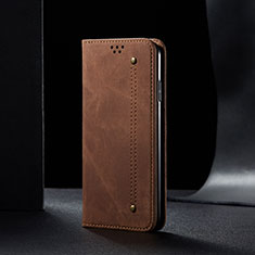 Coque Clapet Portefeuille Livre Tissu B01S pour Xiaomi Redmi 10C 4G Marron