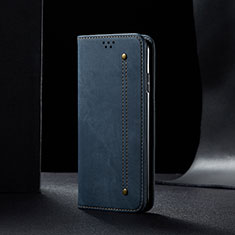 Coque Clapet Portefeuille Livre Tissu B01S pour Xiaomi Redmi 9T 4G Bleu
