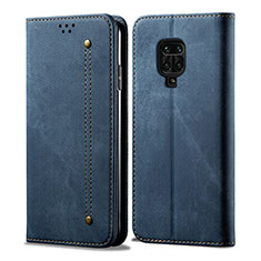 Coque Clapet Portefeuille Livre Tissu B01S pour Xiaomi Redmi Note 9 Pro Max Bleu