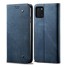 Coque Clapet Portefeuille Livre Tissu B02S pour Samsung Galaxy Note 10 Lite Bleu