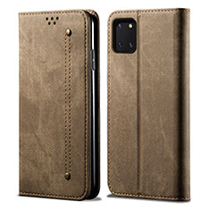 Coque Clapet Portefeuille Livre Tissu B02S pour Samsung Galaxy Note 10 Lite Kaki