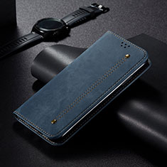 Coque Clapet Portefeuille Livre Tissu B02S pour Xiaomi Mi 10i 5G Bleu