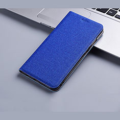 Coque Clapet Portefeuille Livre Tissu H01 pour Apple iPhone 13 Bleu