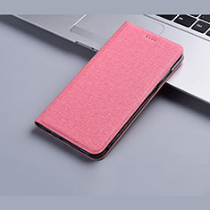 Coque Clapet Portefeuille Livre Tissu H01 pour Apple iPhone 13 Pro Rose