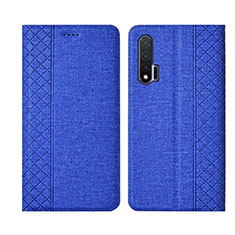 Coque Clapet Portefeuille Livre Tissu H01 pour Huawei Nova 6 5G Bleu