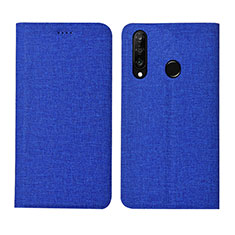 Coque Clapet Portefeuille Livre Tissu H01 pour Huawei P30 Lite XL Bleu