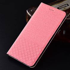 Coque Clapet Portefeuille Livre Tissu H01 pour Oppo K1 Rose