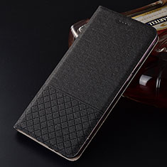 Coque Clapet Portefeuille Livre Tissu H01 pour Oppo R17 Neo Noir