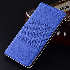 Coque Clapet Portefeuille Livre Tissu H01 pour Oppo RX17 Pro Bleu