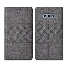 Coque Clapet Portefeuille Livre Tissu H01 pour Samsung Galaxy S10e Gris