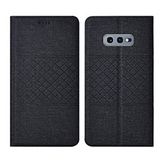 Coque Clapet Portefeuille Livre Tissu H01 pour Samsung Galaxy S10e Noir