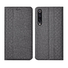 Coque Clapet Portefeuille Livre Tissu H01 pour Xiaomi Mi A3 Gris