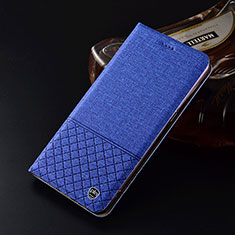 Coque Clapet Portefeuille Livre Tissu H12P pour Huawei P60 Pro Bleu