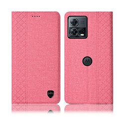 Coque Clapet Portefeuille Livre Tissu H12P pour Motorola Moto Edge 30 Fusion 5G Rose