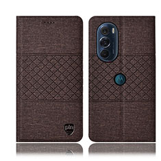 Coque Clapet Portefeuille Livre Tissu H12P pour Motorola Moto Edge 30 Pro 5G Marron