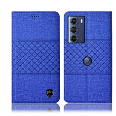 Coque Clapet Portefeuille Livre Tissu H12P pour Motorola Moto Edge S30 5G Bleu