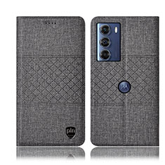 Coque Clapet Portefeuille Livre Tissu H12P pour Motorola Moto Edge S30 5G Gris