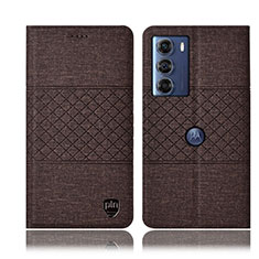 Coque Clapet Portefeuille Livre Tissu H12P pour Motorola Moto Edge S30 5G Marron