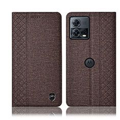 Coque Clapet Portefeuille Livre Tissu H12P pour Motorola Moto Edge S30 Pro 5G Marron