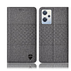 Coque Clapet Portefeuille Livre Tissu H12P pour OnePlus Nord CE 2 Lite 5G Gris