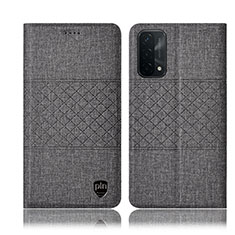 Coque Clapet Portefeuille Livre Tissu H12P pour OnePlus Nord N200 5G Gris