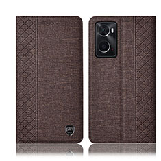 Coque Clapet Portefeuille Livre Tissu H12P pour Oppo A36 Marron