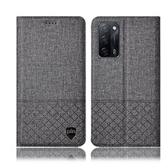 Coque Clapet Portefeuille Livre Tissu H12P pour Oppo A53s 5G Gris