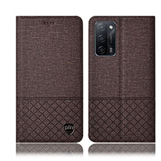 Coque Clapet Portefeuille Livre Tissu H12P pour Oppo A53s 5G Marron