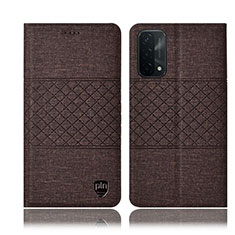 Coque Clapet Portefeuille Livre Tissu H12P pour Oppo A54 5G Marron