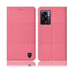 Coque Clapet Portefeuille Livre Tissu H12P pour Oppo A57 5G Rose