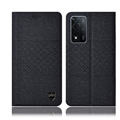 Coque Clapet Portefeuille Livre Tissu H12P pour Oppo A93s 5G Noir