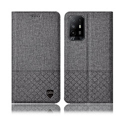 Coque Clapet Portefeuille Livre Tissu H12P pour Oppo A94 5G Gris