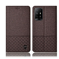 Coque Clapet Portefeuille Livre Tissu H12P pour Oppo A95 5G Marron