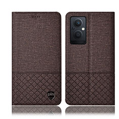 Coque Clapet Portefeuille Livre Tissu H12P pour Oppo A96 5G Marron