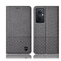 Coque Clapet Portefeuille Livre Tissu H12P pour Oppo F21 Pro 5G Gris