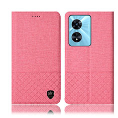 Coque Clapet Portefeuille Livre Tissu H12P pour Oppo F23 5G Rose