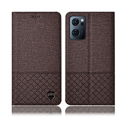 Coque Clapet Portefeuille Livre Tissu H12P pour Oppo Find X5 Lite 5G Marron