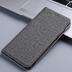 Coque Clapet Portefeuille Livre Tissu H12P pour Oppo Find X6 5G Gris